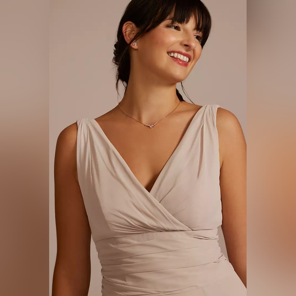 David's Bridal Long Chiffon Surplice Tank Dress Size 16